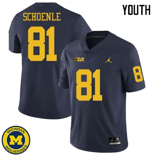 Youth Michigan Wolverines #81 Nate Schoenle Navy Jordan Brand NCAA Football Jersey